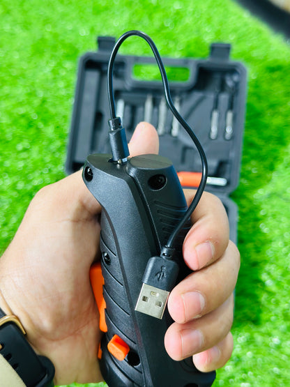 Portable Cordless Electric Screwdriver Set (47-in-1) – 3.6V Rechargeable Power Driver, 90° Rotatable Handle, LED Light for Home & DIY Repairs