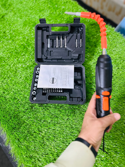 Portable Cordless Electric Screwdriver Set (47-in-1) – 3.6V Rechargeable Power Driver, 90° Rotatable Handle, LED Light for Home & DIY Repairs